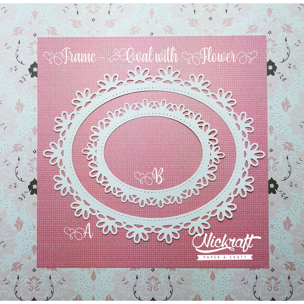 

FRAME OVAL WITH FLOWER - HIASAN SCRAPBOOK DIE CUT LABEL FOTO