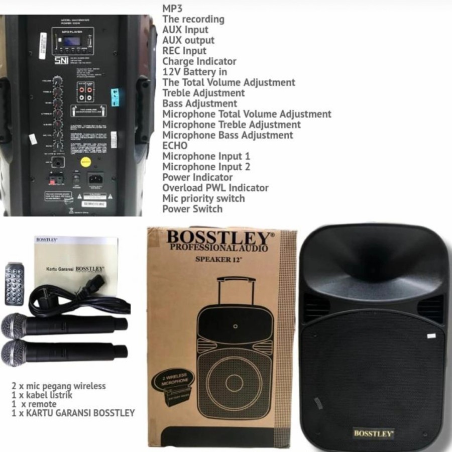 SPEAKER PORTABLE BOSSTLEY MAX12MHWR / MAX 12MHWR 12INCH ORIGINAL