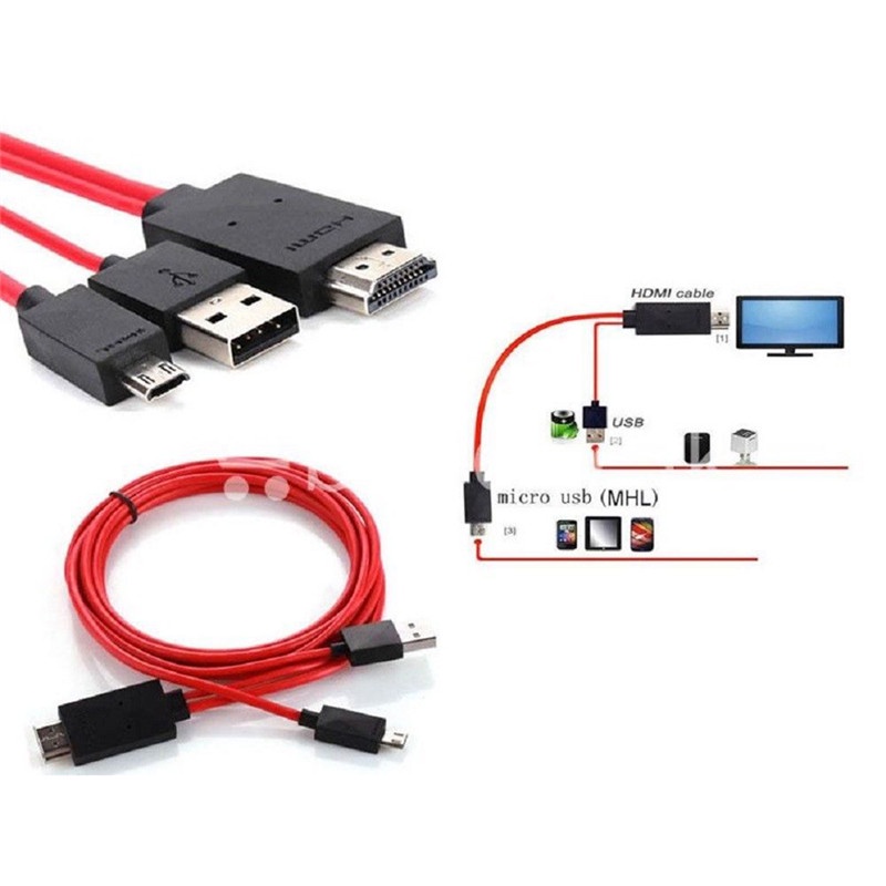 (LUCKID) Kabel Adapter Micro USB Ke HDMI 1080P HD TV Untuk Handphone Android