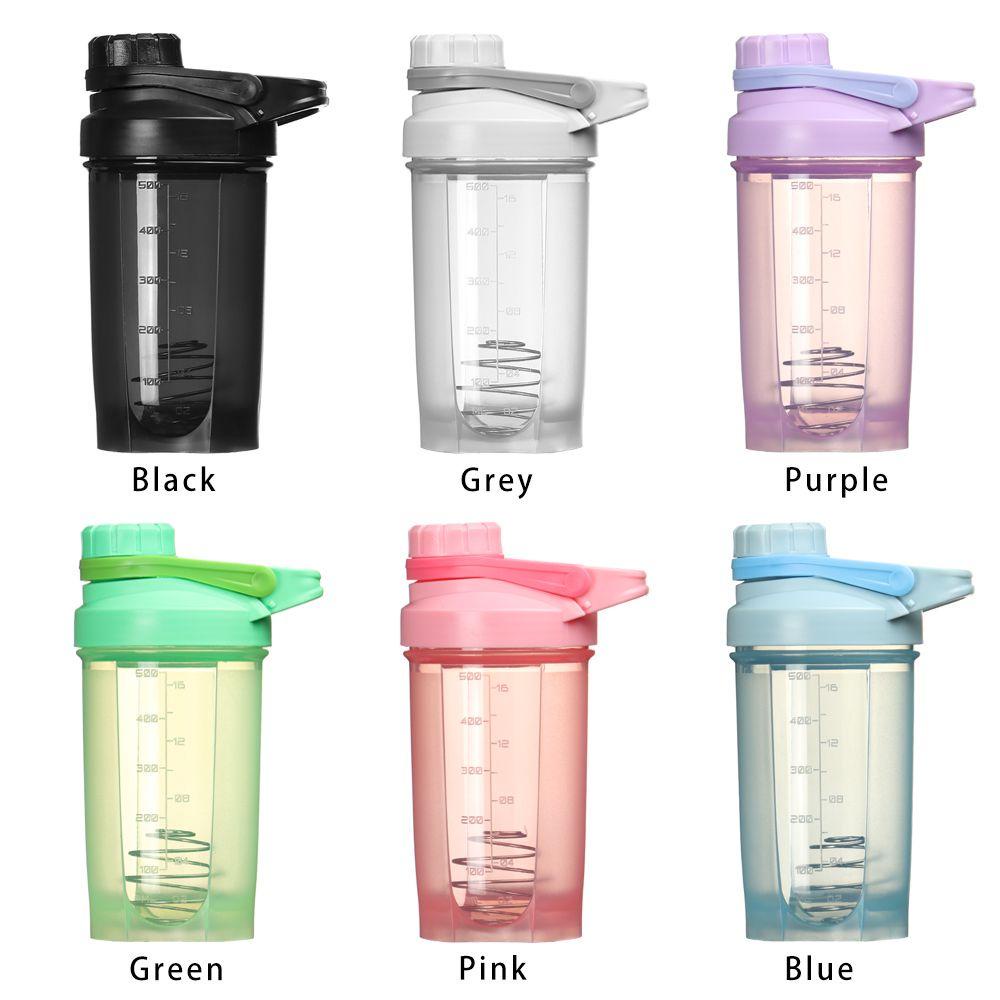 Top 500ml Nutrition Shaker Bottle Pria Wanita Plastik Dengan Kawat Whisk Ball Botol Minum