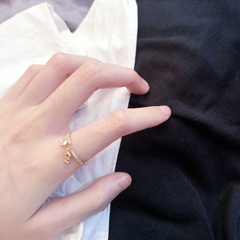 Pacar gaya Jepang ringan cincin mewah tipis dan berkilauan in niche desain cincin siswa perempuan se