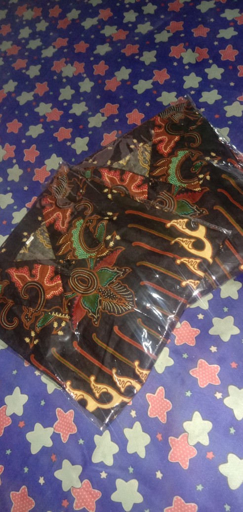 Kemeja Batik Pria Lengan Panjang Batik Size M L Xl Xxl  Bswart Hrb026 Kenongo Hem Panjang Padi