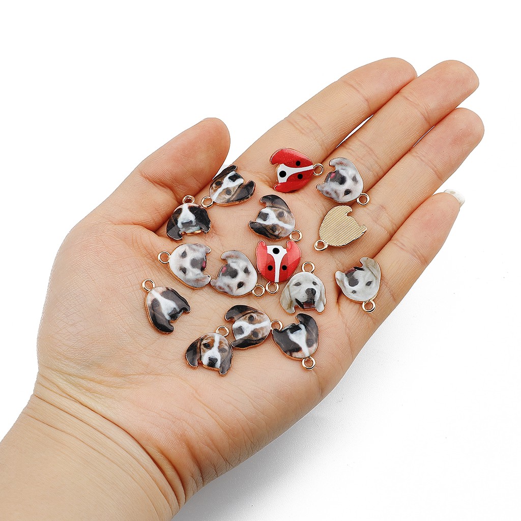 4pcs Charms Enamel Bentuk Anjing Bahan Alloy Warna Emas Untuk Membuat Perhiasan Kalung Dan Gelang