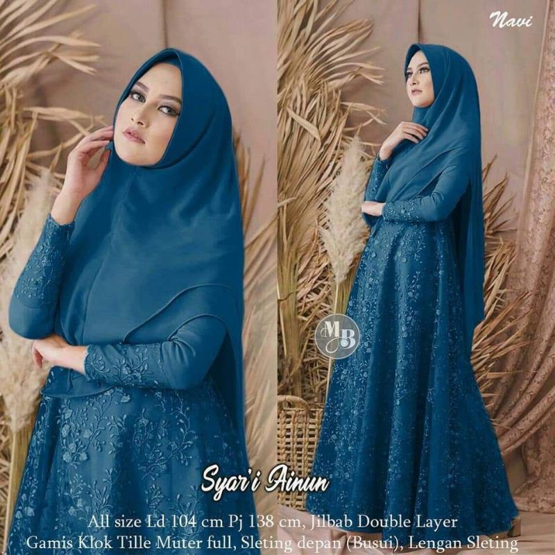 BEST SELLER SET SYAR'I AINUN BROKAT FREE KHIMAR HIJAB