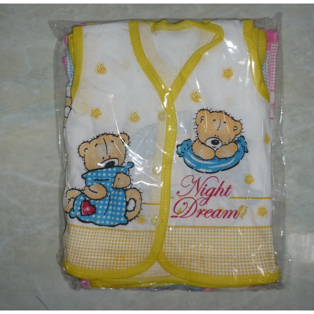 BAJU YUKENSI PUTIH SABLON ISI 1 LUSIN, Bayi Tanpa Lengan Yukensi Bahan Cotton Newborn Baby Unisex KDE001 [300gr]