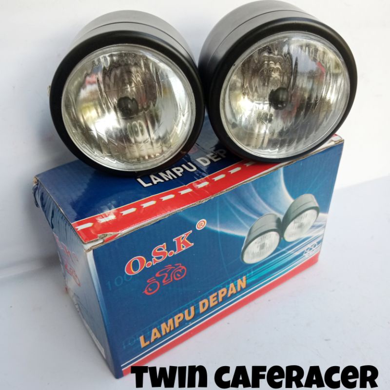 LAMPU DEPAN HEADLAMP TWIN CAFERACER UNIVERSAL REFLEKTOR