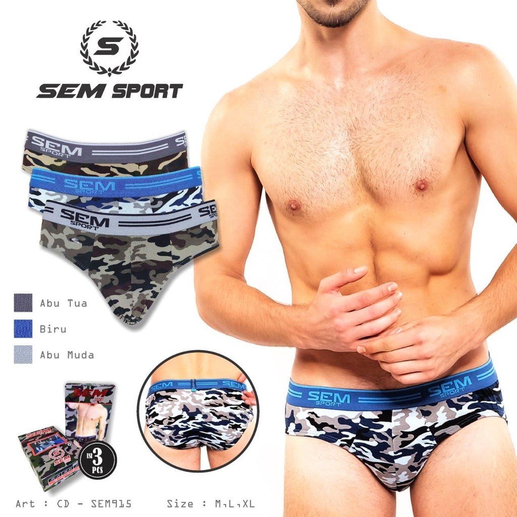 3 Pcs Celana Dalam Pria Motif Army-Mens Brief