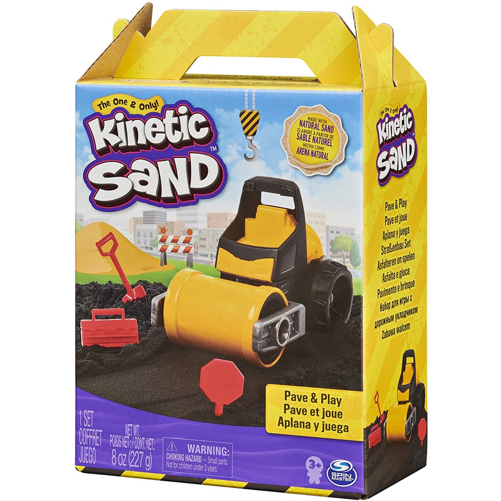 Kinetic Sand, Pave &amp; Play Construction Set with Vehicle and 8oz Black