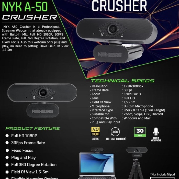 Webcam NYK A-50 Crusher / NYK A50 Crusher / Webcam 1080p