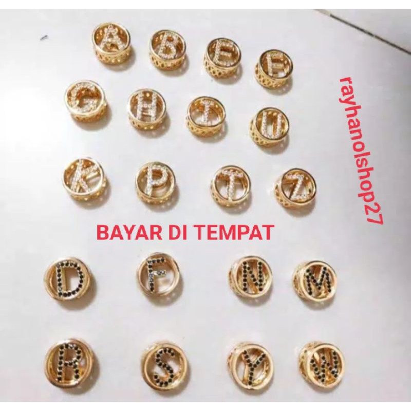 Kalung wanita xuping abjad liontin bulat permata Terlaris bahan lapis emas gold