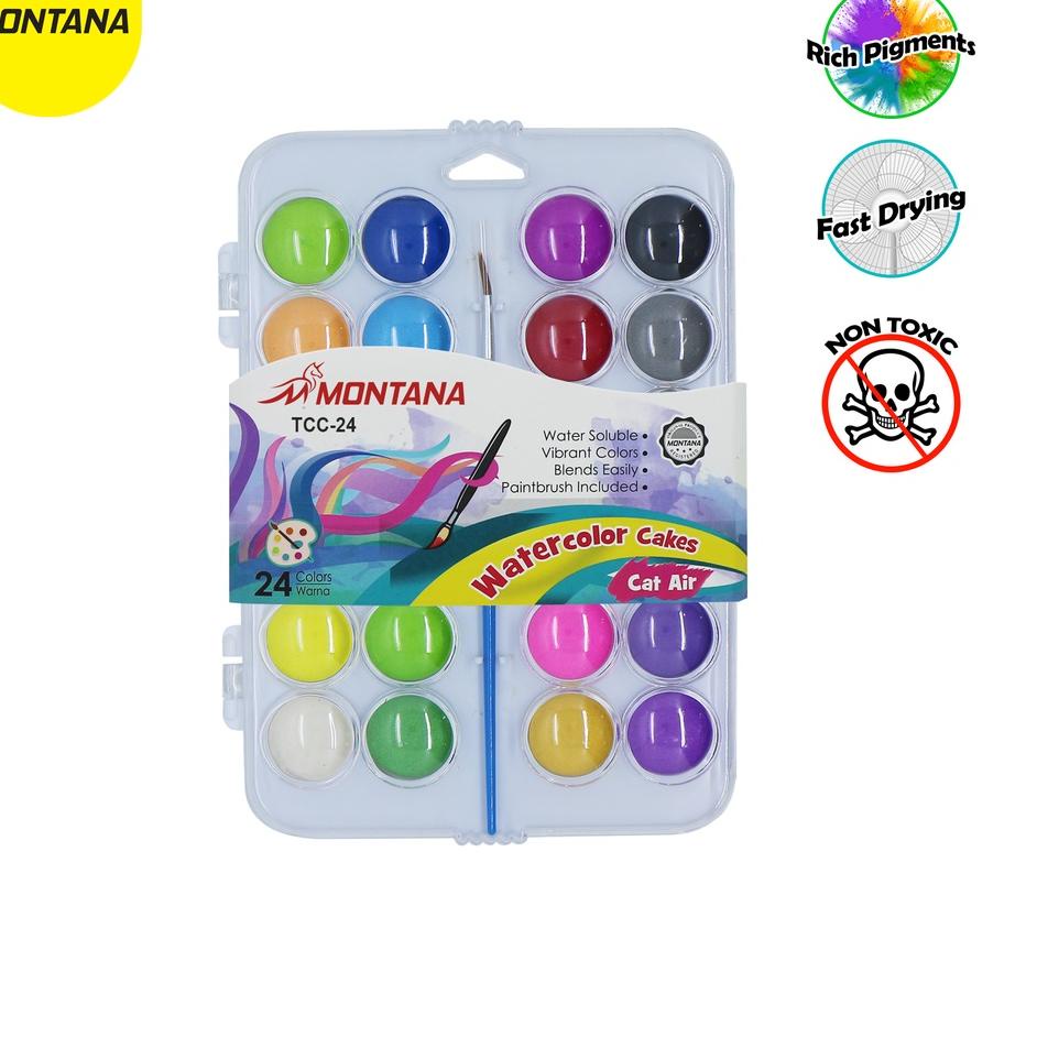 

Neew. BTR(204⭐ Montana WaterColor 24 Warna / Cat Air Montana TWC-24 / WaterColor Cake.UH.53 ⭐makassi