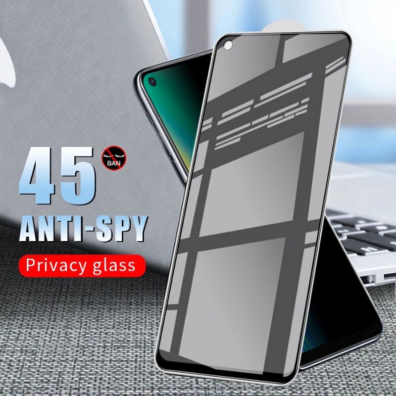 Tempered Glass Spy Oppo A33 A52 A53 A54 A55 A92 Privacy Anti Gores Spy Kaca