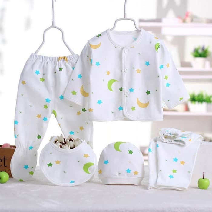 [Paket 5pcs] Perlengkapan Bayi Baru Lahir Baju Newborn Gift Set AQ3269-4
