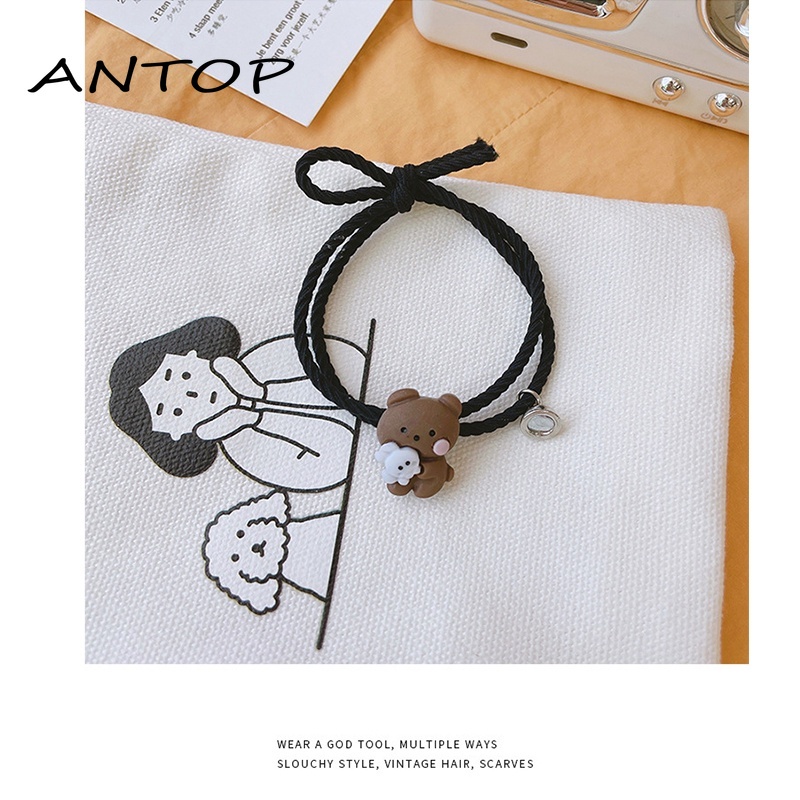 2Pcs Gelang Couple Magnet Attract Each Other Gelang Kapel Elastis Pasangan Pria Dan Wanita Kartun Dikepang Tali Tangan Rambut ANTOP