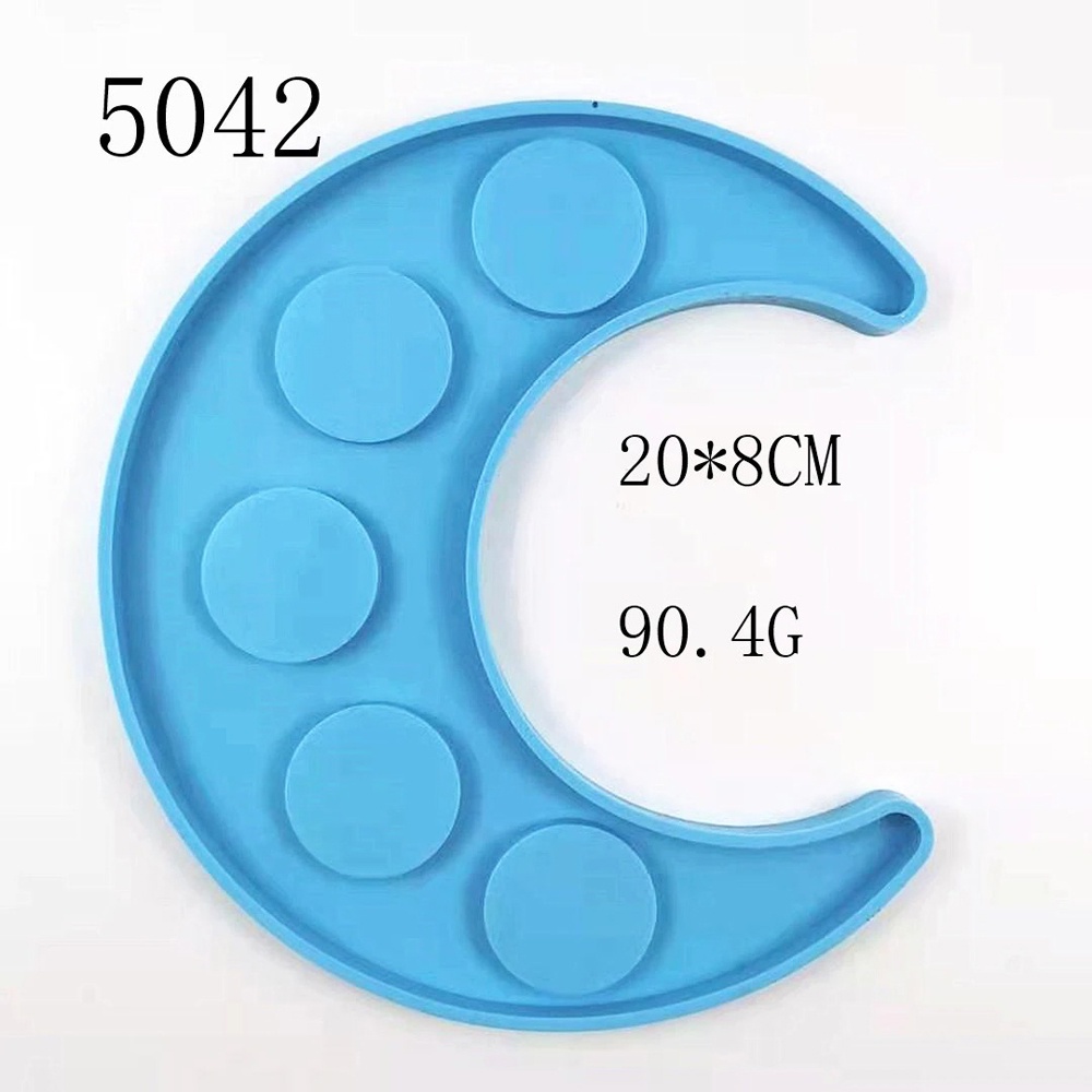 Cetakan Tempat Lilin Resin Silicone Mold Model Bulan - 5042 - Blue