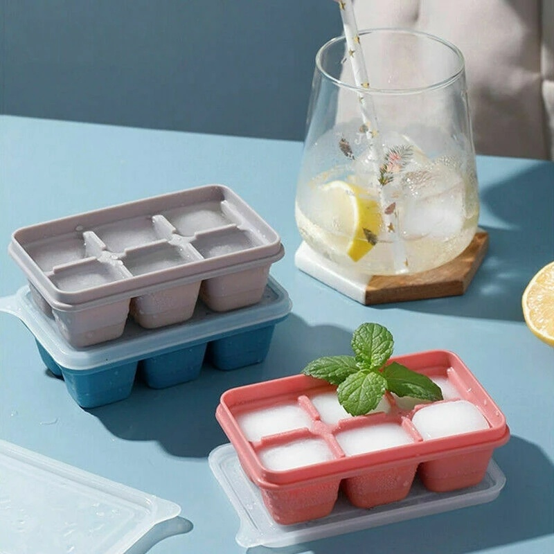 Cetakan Es Batu Bentuk Kotak Bahan Plastik PP Food Grade Dengan 6 Sekat