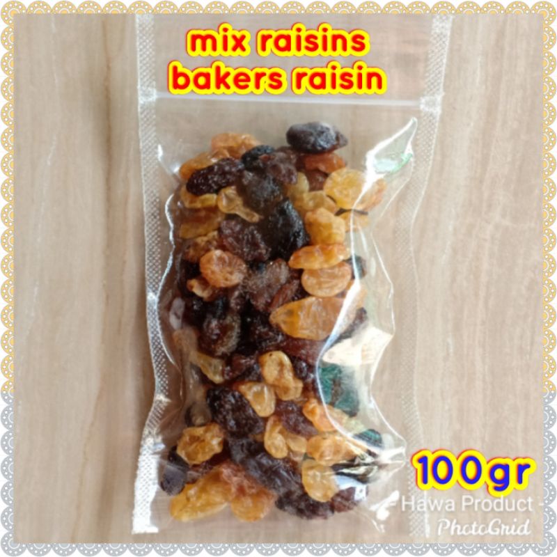 

Mix Raisin Baker Raisin Trail Fruit 100gr Kismis kuning kismis hitam