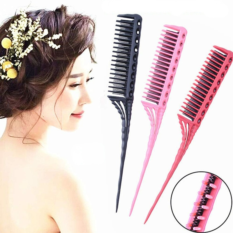 Sisir Rambut 3 Baris Gigi Anti Statis Bahan Plastik Multifungsi