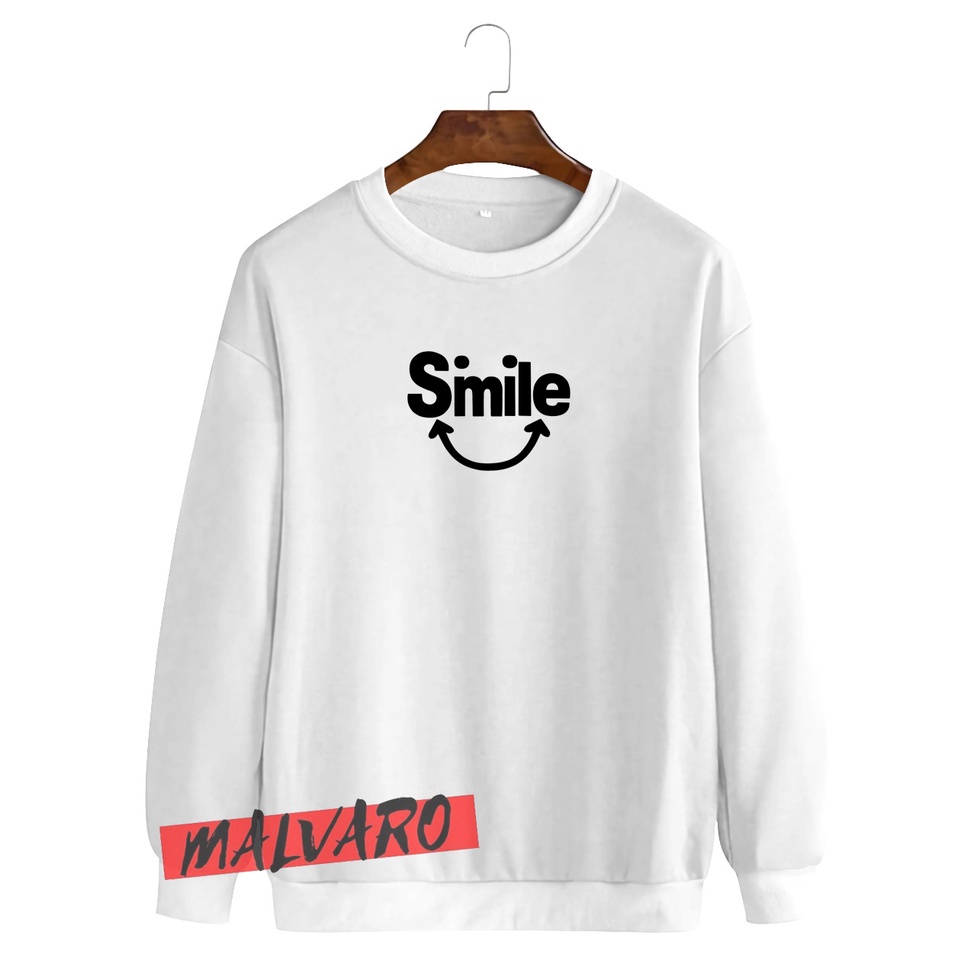 MALVARO-Sweater Crewneck / Crewneck Pria Wanita / Sweater Motif Smile