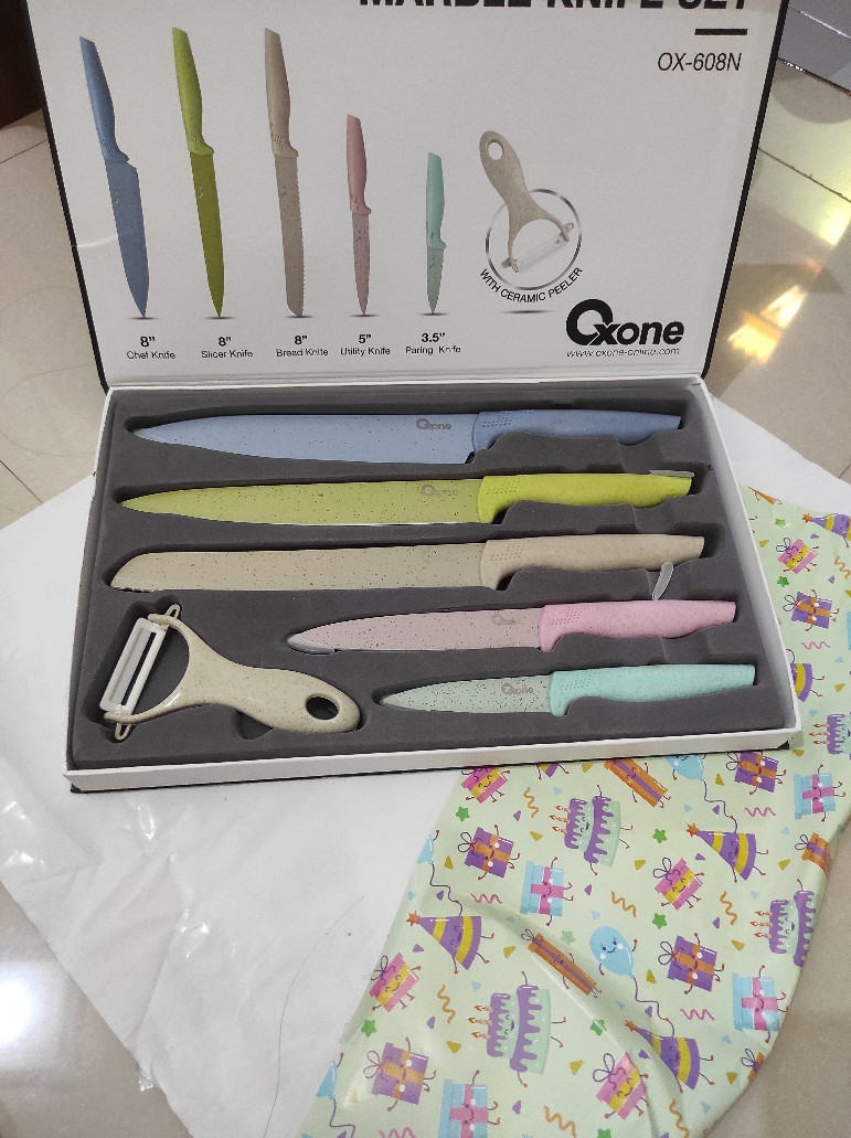 Oxone Black Marble Pisau Dapur Knife Set Ox-605 / Ox-609n - Hitam / Ox-608n - Warna / Ox-617 - Putih