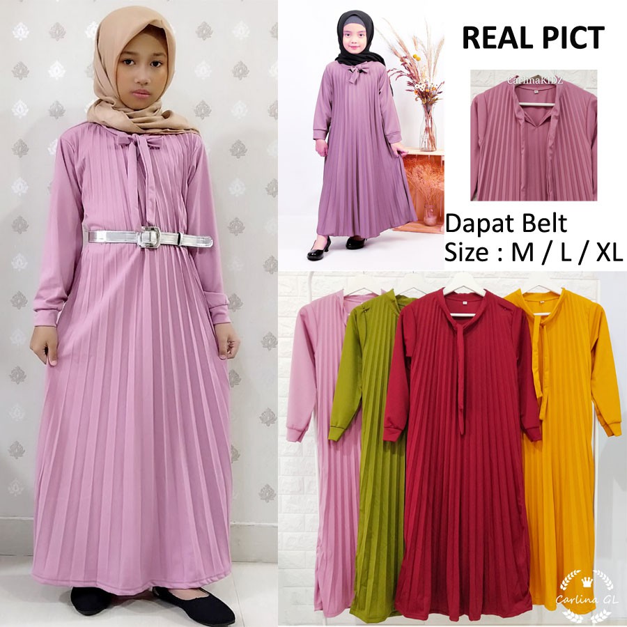  GAMIS  ANAK  PLISKET  DAPAT BELT Usia 4 16Tahun GL Shopee 