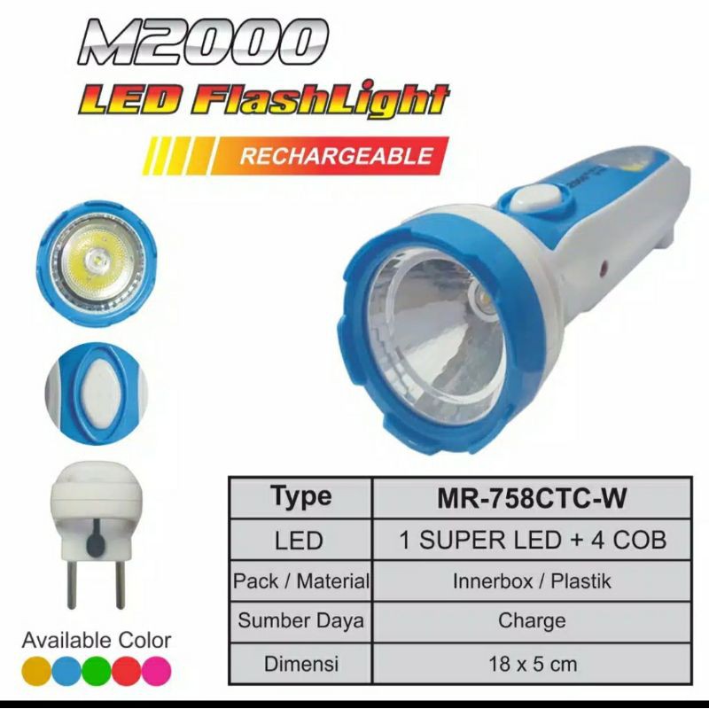 RECHARGABLE FLASHLIGHT, LED Senter bisa di-cas. Murah, ada dua lampu. FREE GIFTS