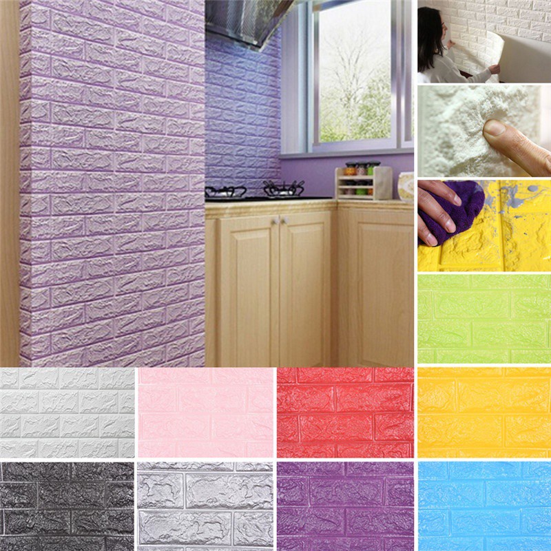 (PROMO) Jakarta_Aksesoris Wallpaper Dinding Foam 3D Motif Batu Bata / Walpaper Dinding Foam High Quality (COD)-PURPLE