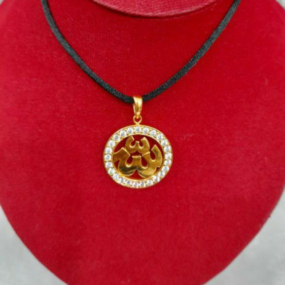 Lt908E346E liontin emas lafadz ALLAH mata emas kuning asli muslim mekkah dubai berat 7.200 kadar 70