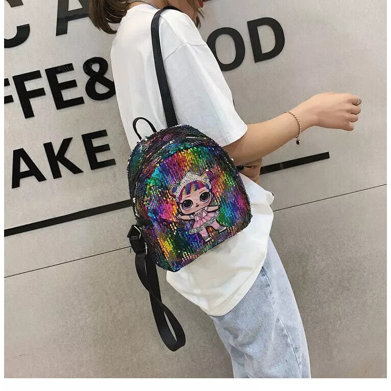 Tas LOL USAP Ransel Anak Sekolah Perempuan Sequin Lucu Import
