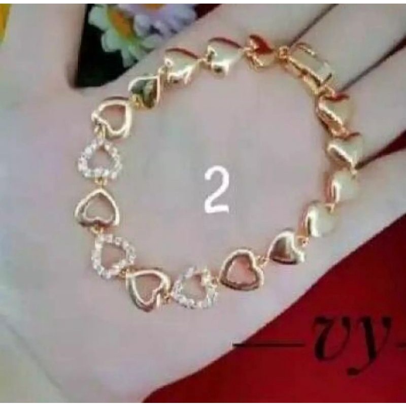 gelang tangan kapsul oval dan love fashion wanita rosegold titanium original anti luntur