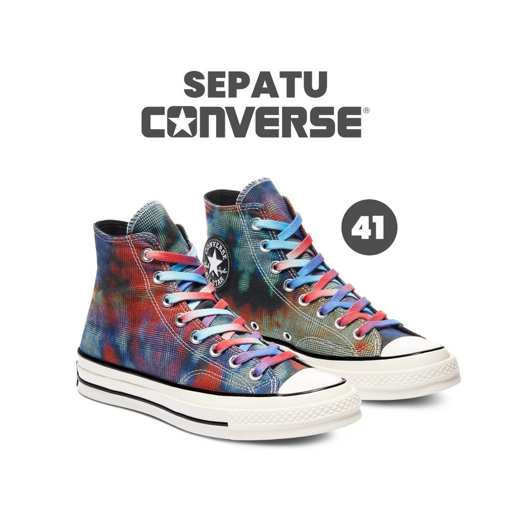 Sepatu Converse Chuck 70s High Tie Dye Plaid Canvas Shoes Original