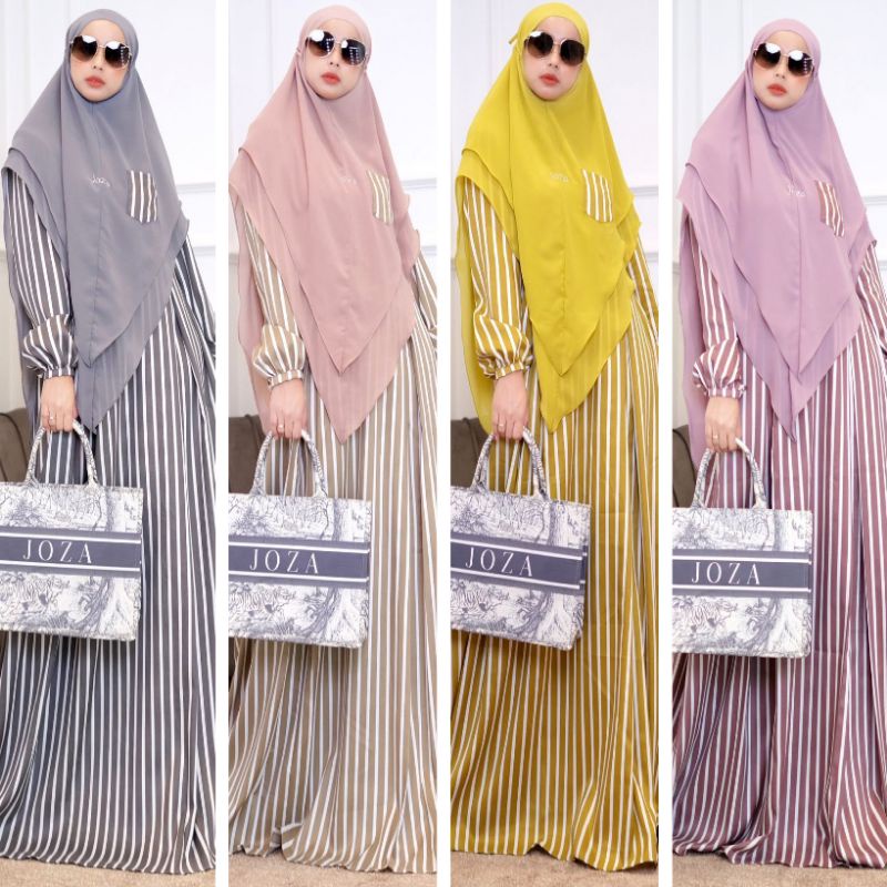 dress joza daily wear by gamis dress busui salur joza arina pink cream krem