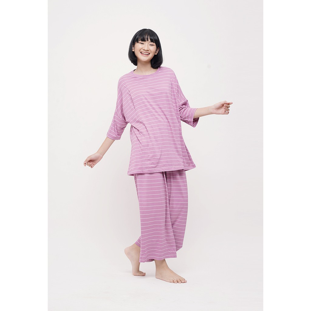 

MONOMOM Jamie Verti Pink - Piyama menyusui, piyama busui, baju tidur busui, baju tidur