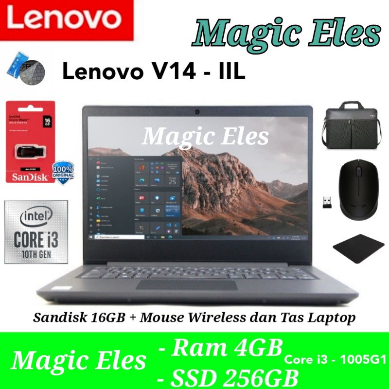 Laptop Lenovo V14 - IIL Corei3 - 1005G1 Ram 4GB SSD 256GB | Sandisk 16GB + Mouse Wireless Lenovo V14