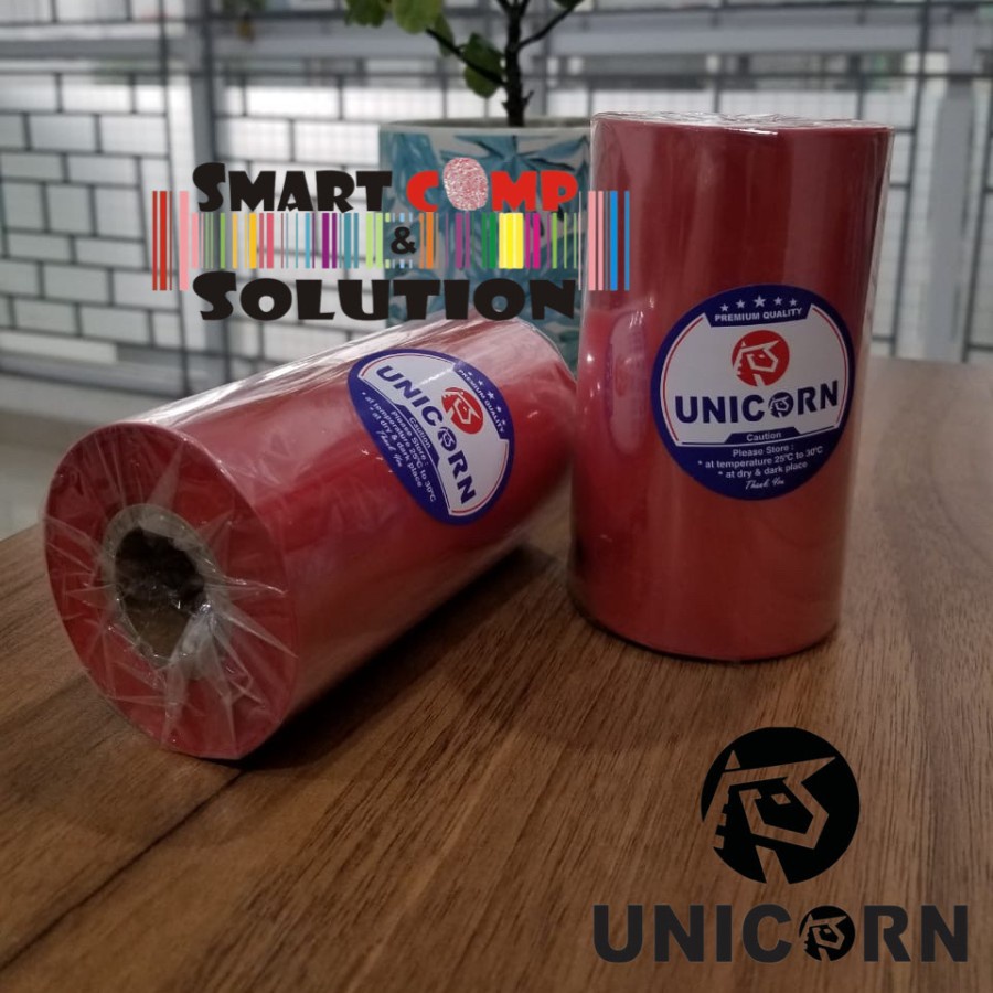 Ribbon Warna Label Barcode Premium Wax Unicorn 110x300m Core 1 Inch