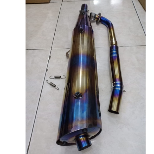 Knalpot tsukigi wave 110 supra blue knalpot standar racing supra x lama full blue