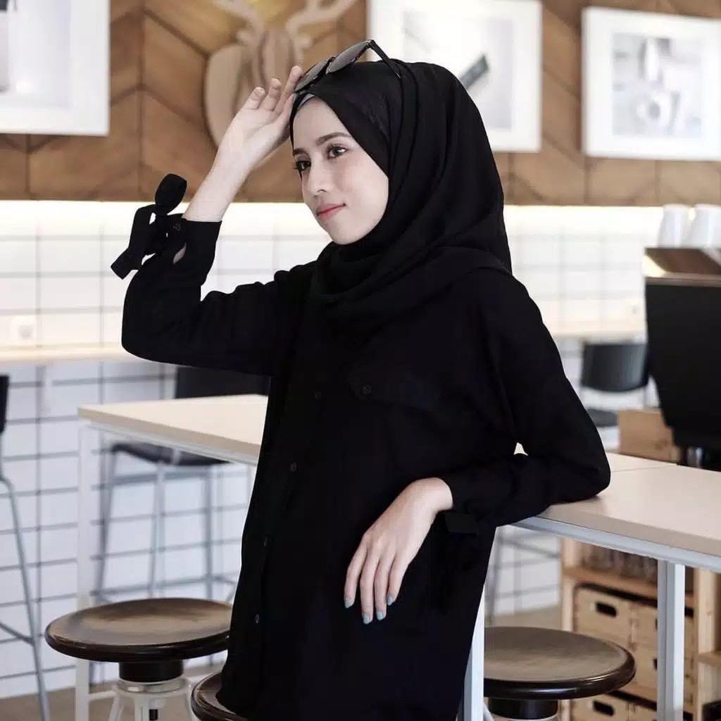 BDG STYLE KEMEJA BASIC LENGAN PITA LENKA  -COD