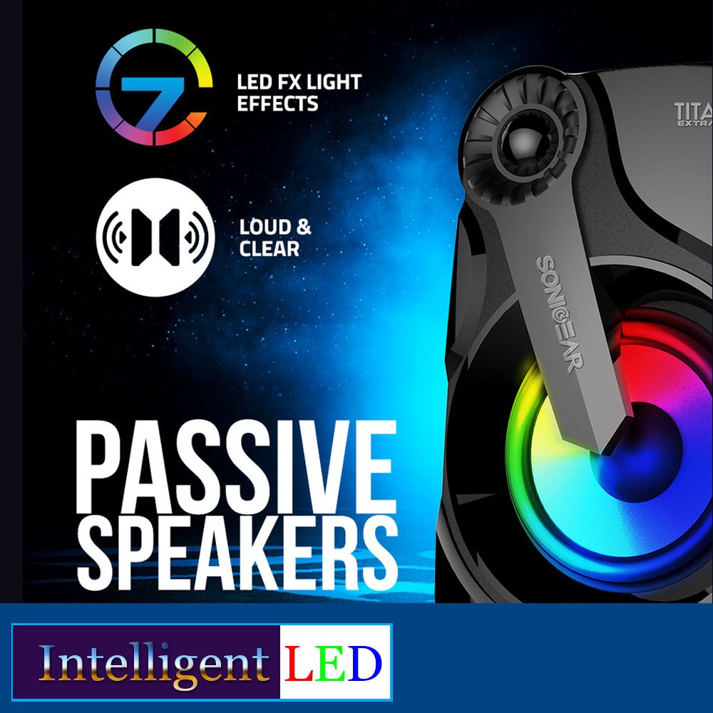 SonicGear 6W Passive Speakers 5V Huge Bass 7 Color LED -TITAN2