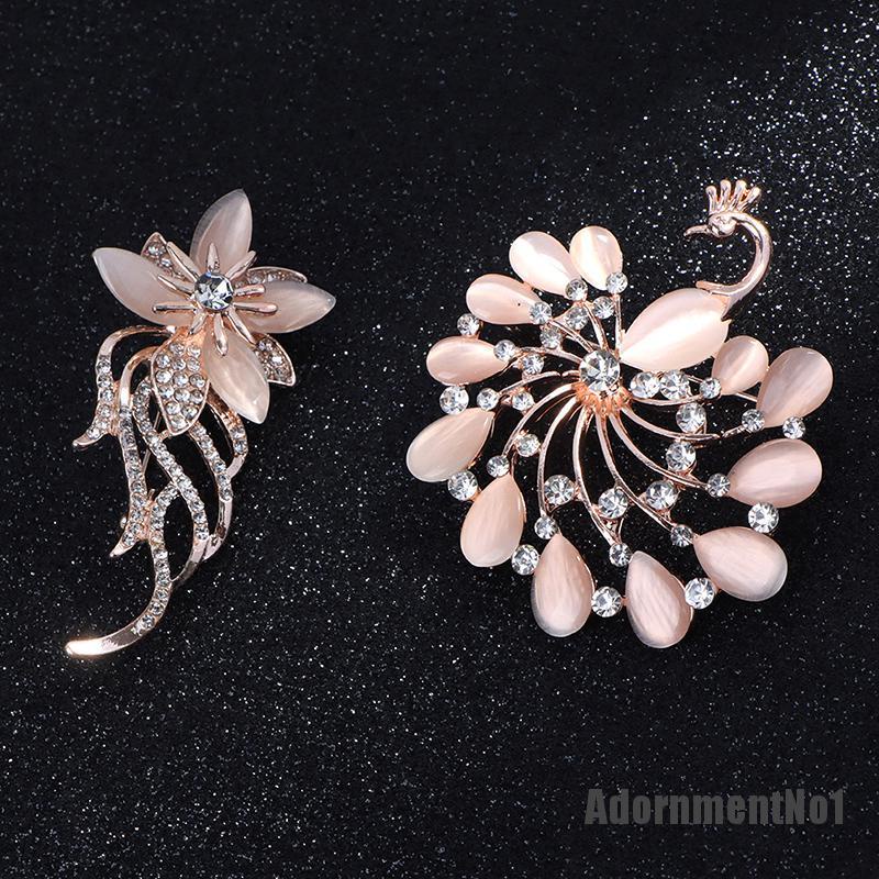 (Adornmentno1) 1pc Bros / Pin Motif Bunga Aksen Kristal + Berlian Imitasi Untuk Aksesoris Wanita