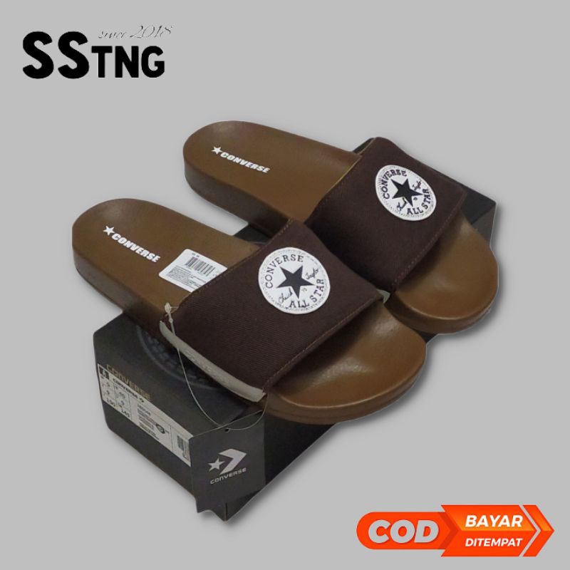 SANDAL ORIGINAL CONVERS3 CT SLIDE/SLOP PRIA-WANITA COKLAT LOGO WHITE