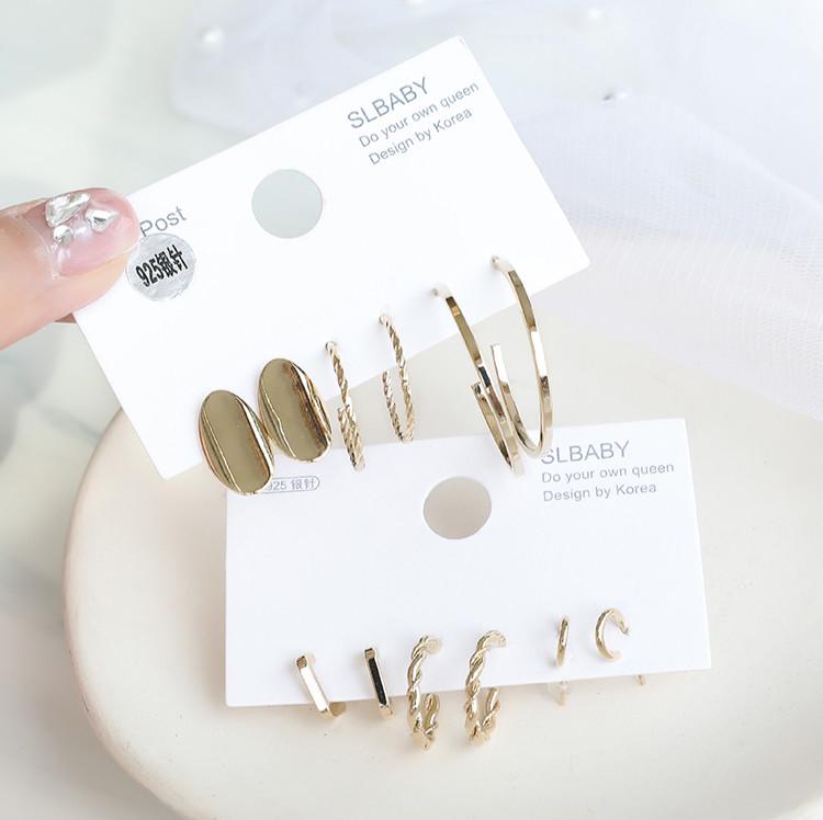 Anting Stud Kombinasi Bahan 925 Silver Logam