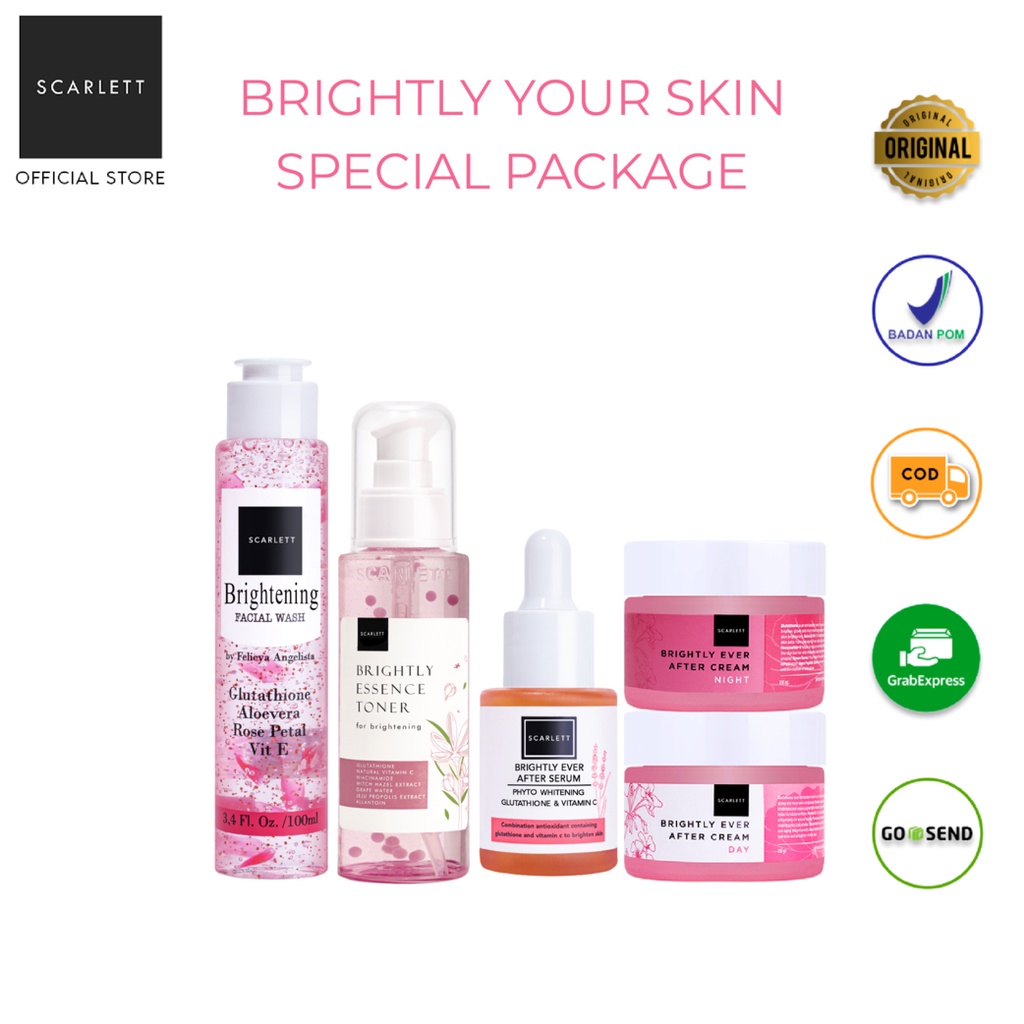 Scarlett Whitening Brightly Your Skin &amp; Acne Care Special Package &amp; AGE DELAY | SCARLETT FACE CARE isi 5 pcs