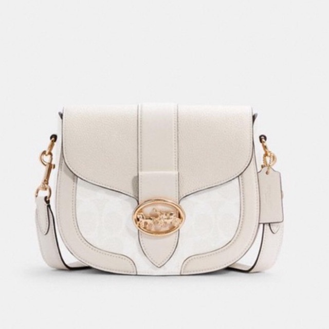 Georgie Saddle Bag In Signature Canvas chalk