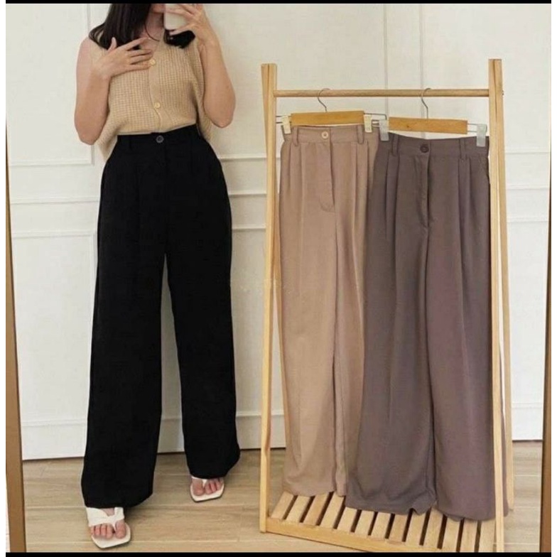 Loose Pants Trousers - Celana Anti Kusut - Highwaist Loose