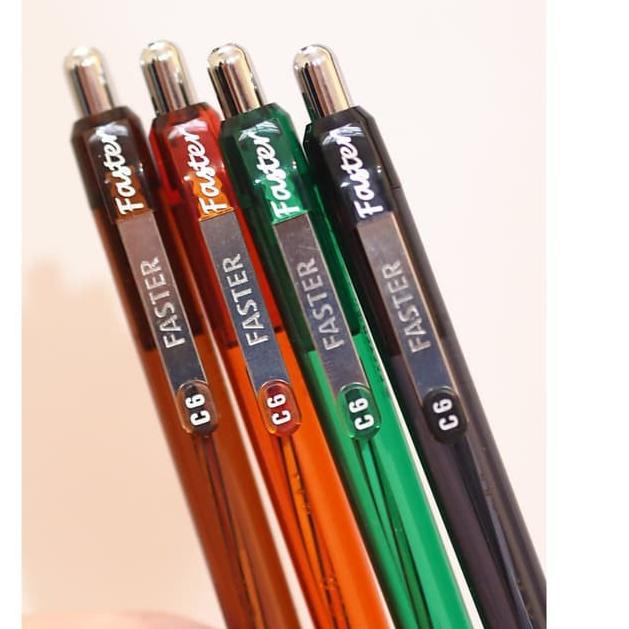 

Terlaris Faster Ballpoint /Pulpen C6 ,0.7 mm isi 12 pcs - black & blue !
