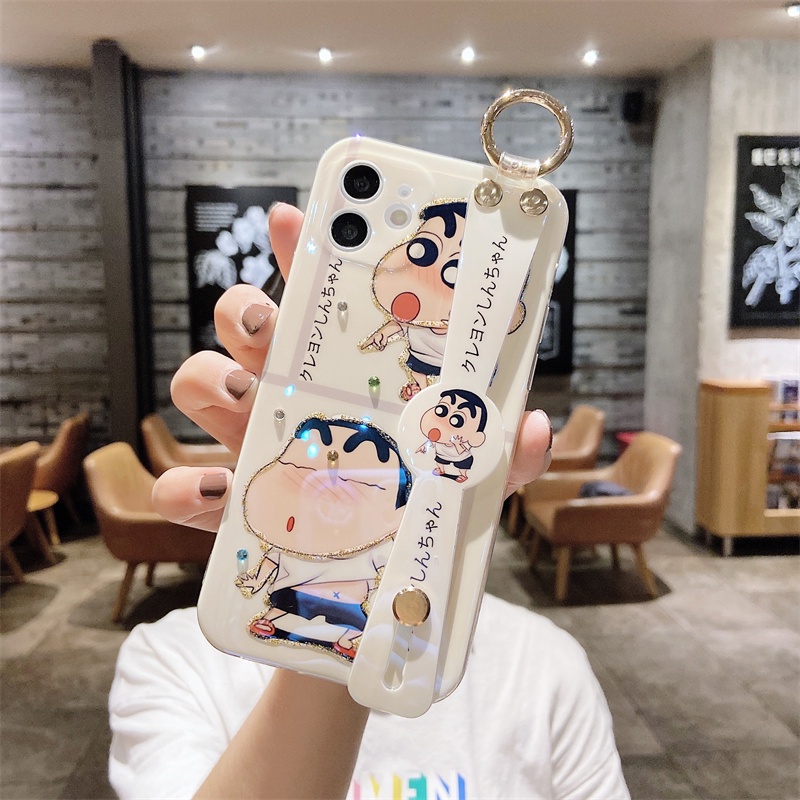 Wrist strap case iphone 12 pro max 12mini 11 pro max X/Xs max XR 7/8/se2020 7plus/8plus cartoon Crayon Shin-Chan all-inclusive soft case iphone anti-drop