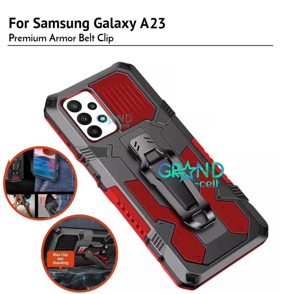Case Hp for SAMSUNG GALAXY A23 Premium Casing Belt Clip Armor Standing Hardcase Back Cover Handphone