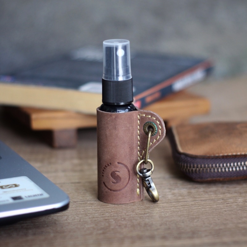 Hand Sanitizer Leather Case - Case Holder Hand Sanitizer - Pouch Kulit - Tempat Gantungan Botol Hand