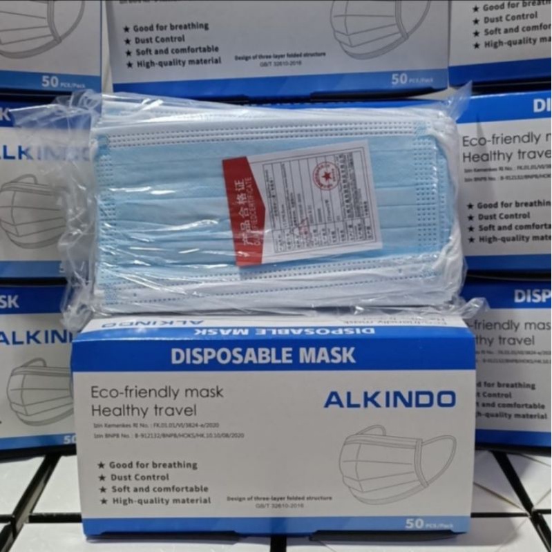 MASKER 3PLY EARLOOP ALKINDO NON MEDIS - Biru