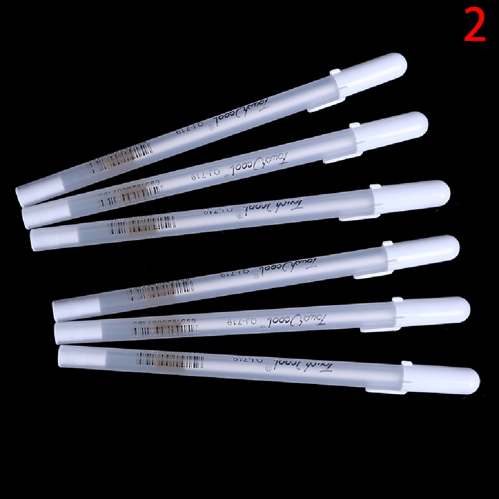 (Birth) 3 / 6pcs Pulpen Gel Warna Putih Untuk Menggambar / Melukis / Sketsa